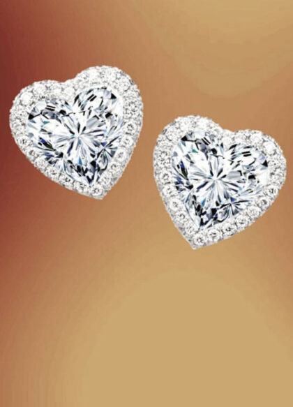 Emerald Cut Solitaire Studs with Halo