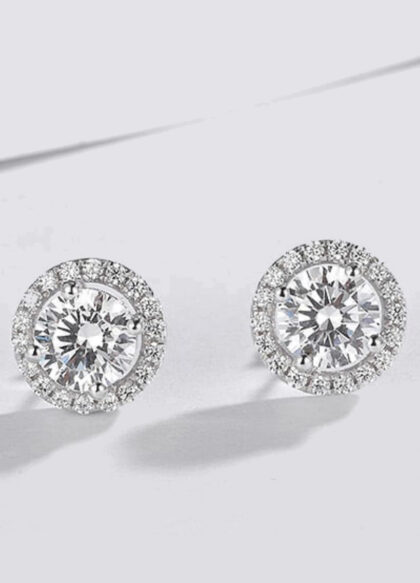 Round Solitaire Studs with Halo