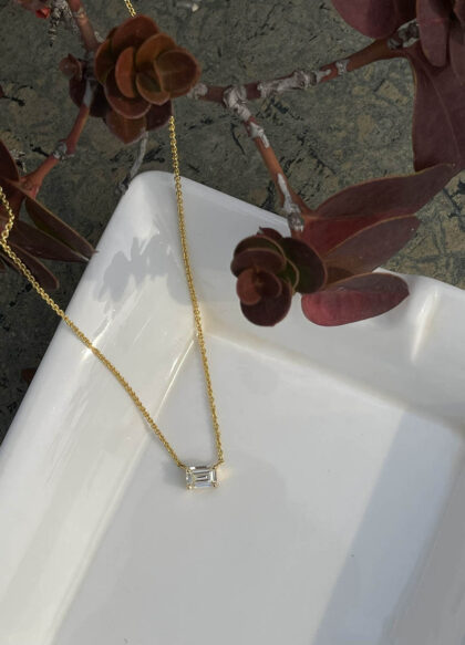 Emerald Cut Solitaire Necklace